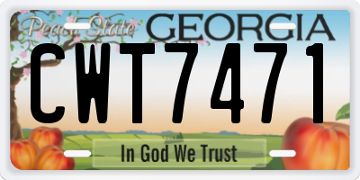 GA license plate CWT7471