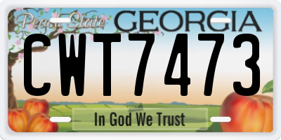 GA license plate CWT7473