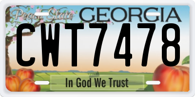 GA license plate CWT7478