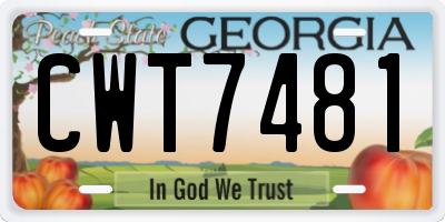 GA license plate CWT7481