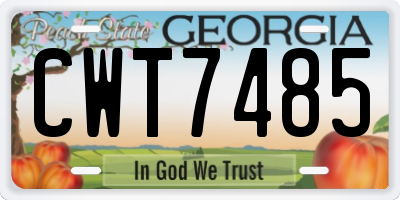 GA license plate CWT7485