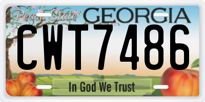 GA license plate CWT7486
