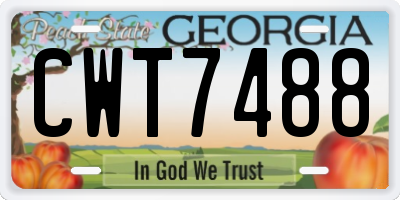 GA license plate CWT7488