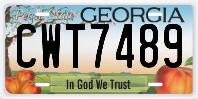 GA license plate CWT7489