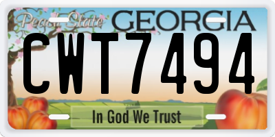 GA license plate CWT7494