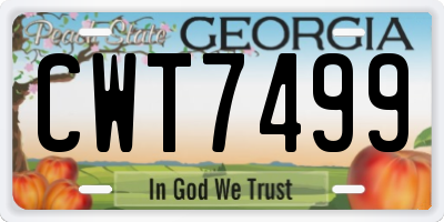 GA license plate CWT7499