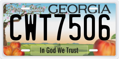 GA license plate CWT7506