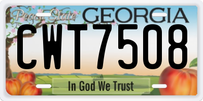 GA license plate CWT7508