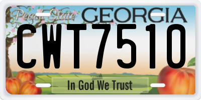 GA license plate CWT7510