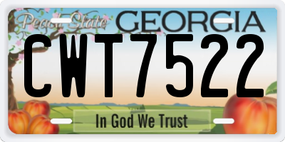 GA license plate CWT7522