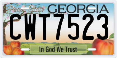 GA license plate CWT7523