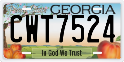 GA license plate CWT7524