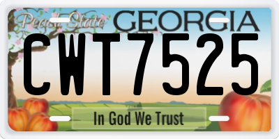 GA license plate CWT7525