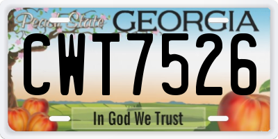 GA license plate CWT7526