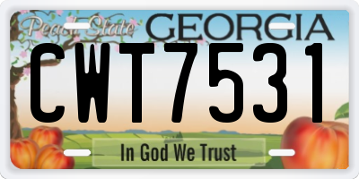 GA license plate CWT7531