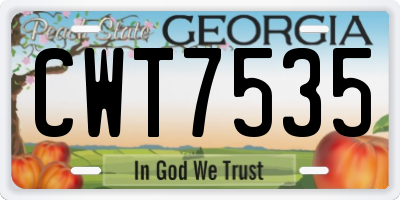 GA license plate CWT7535