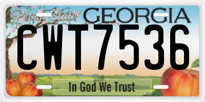 GA license plate CWT7536