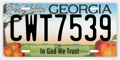 GA license plate CWT7539