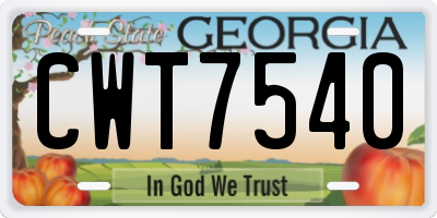GA license plate CWT7540