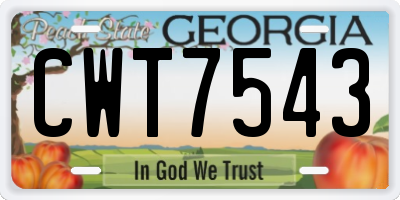 GA license plate CWT7543