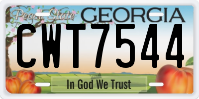 GA license plate CWT7544