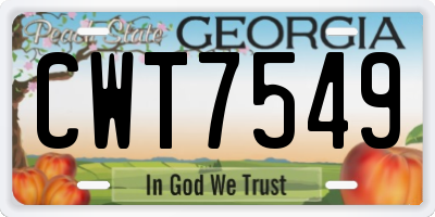 GA license plate CWT7549