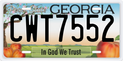 GA license plate CWT7552