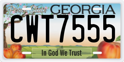GA license plate CWT7555