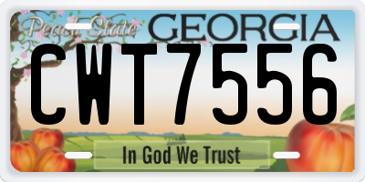 GA license plate CWT7556