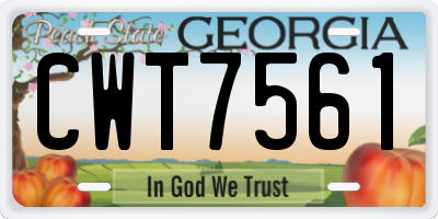 GA license plate CWT7561