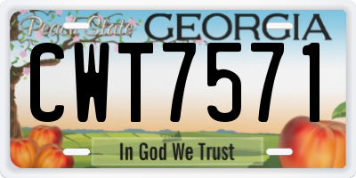 GA license plate CWT7571