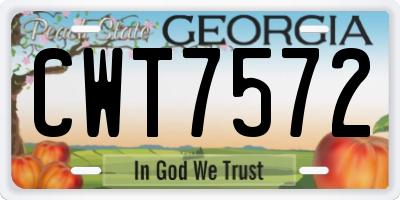 GA license plate CWT7572