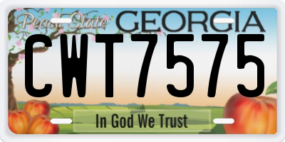 GA license plate CWT7575