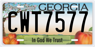 GA license plate CWT7577
