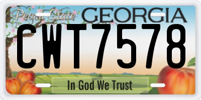 GA license plate CWT7578