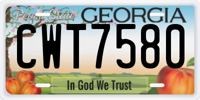 GA license plate CWT7580