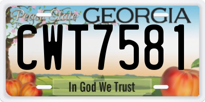 GA license plate CWT7581