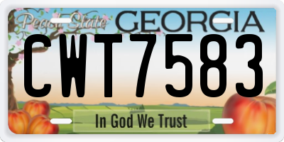GA license plate CWT7583