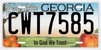 GA license plate CWT7585