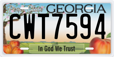 GA license plate CWT7594