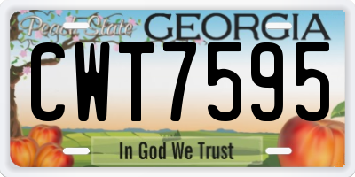 GA license plate CWT7595