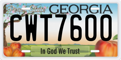GA license plate CWT7600
