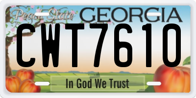 GA license plate CWT7610