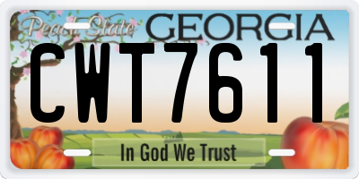 GA license plate CWT7611