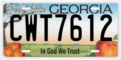 GA license plate CWT7612