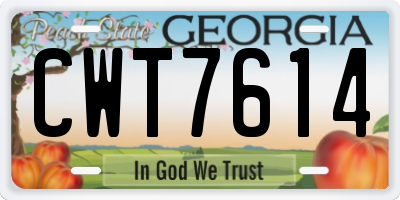 GA license plate CWT7614