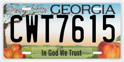 GA license plate CWT7615