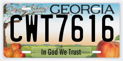 GA license plate CWT7616