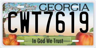 GA license plate CWT7619