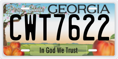 GA license plate CWT7622